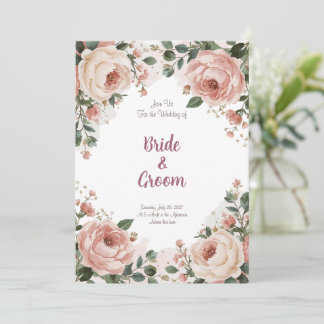 Watercolor Blush Peony Cream Rose Baby's Breath Einladung
