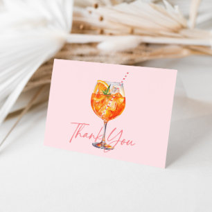 Watercolor Blush Pink Aperol Spritz Brautparty Dankeskarte