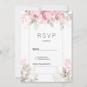 Watercolor blush pink mint white floral RSVP Einladung (Vorderseite)