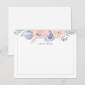 Watercolor Blush Pink Purple Floral Personalized Mitteilungskarte (Vorne/Hinten)