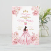 Watercolor Blush Pink Ribbon Bows Mis Quince Einladung (Stehend Vorderseite)