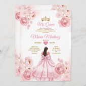 Watercolor Blush Pink Ribbon Bows Mis Quince Einladung (Vorne/Hinten)