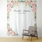 Watercolor Blush Pink Rose Hochzeitstorte Wandteppich (Beispiel)