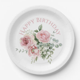 Watercolor Blush Pink Rose Pattern Pappteller