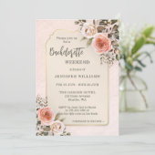 Watercolor Blush Pink Roses Bachelorette Weekend Einladung (Stehend Vorderseite)