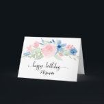 Watercolor Blush Pink Roses Happy Birthday Karte<br><div class="desc">Watercolor Blush Pink Roses Happy Birthday Card</div>
