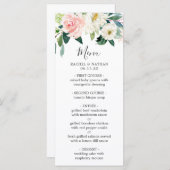 Watercolor Blush Pink & White Bloom Floral Wedding Menükarte (Vorne/Hinten)