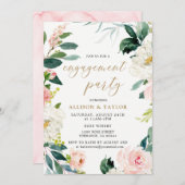 Watercolor Blush Rustikales Engagement Einladung (Vorne/Hinten)