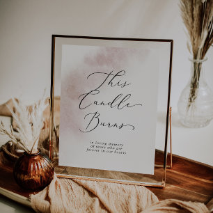 Watercolor Blush This Candle Burns Memorial Sign Poster