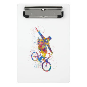 Watercolor bmx rider mini klemmbrett