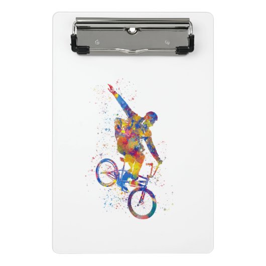 Watercolor bmx rider mini klemmbrett (Vorderseite)