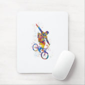 Watercolor bmx rider mousepad (Mit Mouse)