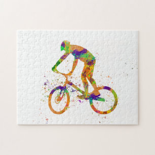 Watercolor bmx rider puzzle