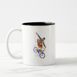 Watercolor bmx rider zweifarbige tasse
