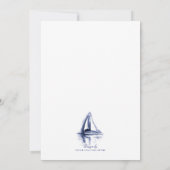 Watercolor Boat Navy Blue Brautparty laden Einladung (Rückseite)