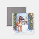 Watercolor Boerboel Farmhouse Gate Christmas Magnet (Vorderseite/Rückseite)