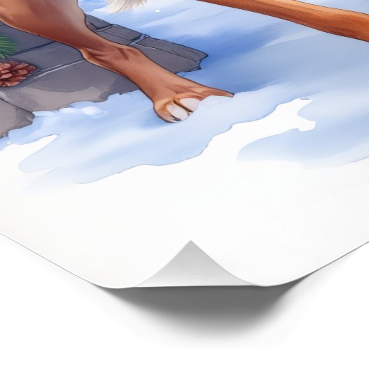 Watercolor Boerboel Farmhouse Gate Christmas Poster (Ecke)