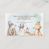 Watercolor Boho Bear Babydusche Windelwanne Windel Begleitkarte (Rückseite)