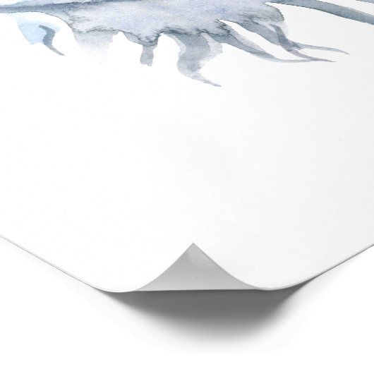 Watercolor Boho Blue Feaather Print Poster (Ecke)