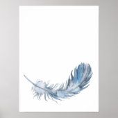 Watercolor Boho Blue Feaather Print Poster (Vorne)