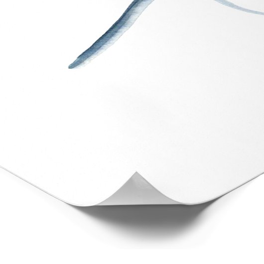 Watercolor Boho Blue Feaather Print Poster (Ecke)