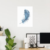 Watercolor Boho Blue Feaather Print Poster (Heimbüro)