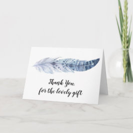 Watercolor Boho Blue Feather - Danke Karte