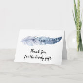 Watercolor Boho Blue Feather - Danke Karte (Vorderseite)