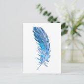 Watercolor Boho Blue Feather Postkarte (Stehend Vorderseite)