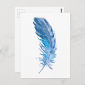Watercolor Boho Blue Feather Postkarte (Vorne/Hinten)