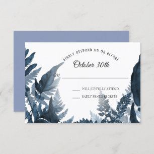 Watercolor Boho Blue Modern Fern Foliage UAWG Einladung