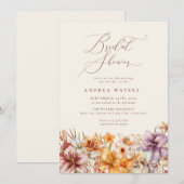 Watercolor Boho Blume | BRAUTPARTY Einladung (Vorne/Hinten)