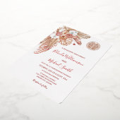 Watercolor Boho Blume Chinesische Hochzeit Folieneinladung (Gedreht)