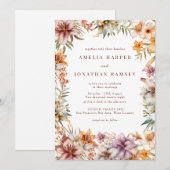 Watercolor Boho Blume Hochzeit Einladung (Vorne/Hinten)