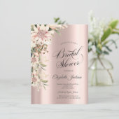 Watercolor Boho Blume Rose Gold Brautparty Einladung (Stehend Vorderseite)
