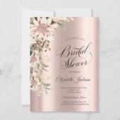Watercolor Boho Blume Rose Gold Brautparty Einladung (Vorderseite)