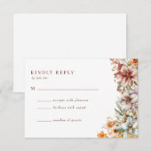 Watercolor Boho Blume Wedding RSVP Begleitkarte (Vorne/Hinten)