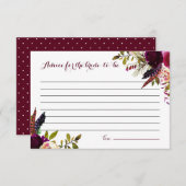 Watercolor Boho Blumenberater für die Braut Hinweiskarte (Vorne/Hinten)