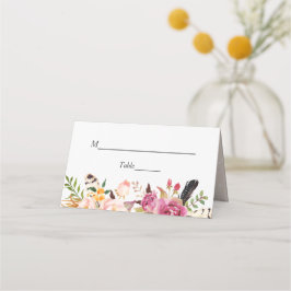 Watercolor Boho Blumenstrauß Hochzeitstisch Platzkarte