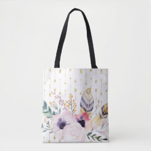 Watercolor Boho Bouquet Tasche