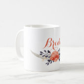 Watercolor Boho Braut-Tasse Kaffeetasse (Vorderseite Links)