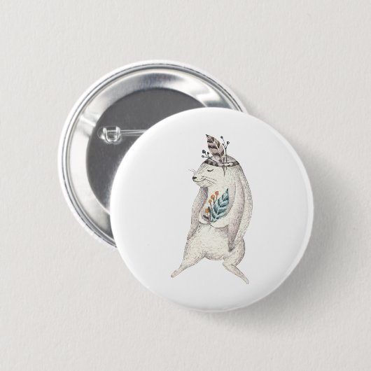 Watercolor Boho Bunny Button (Vorne & Hinten)