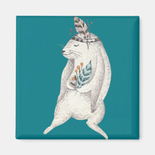 Watercolor Boho Bunny Magnet