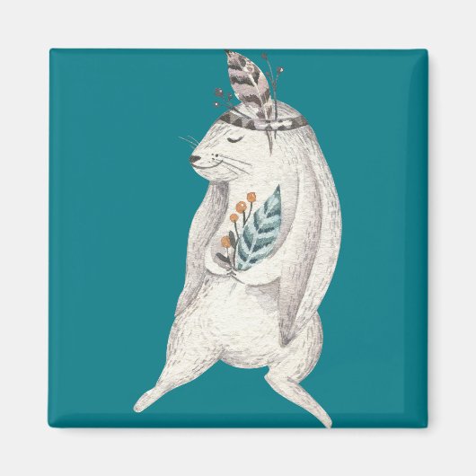 Watercolor Boho Bunny Magnet (Vorne)