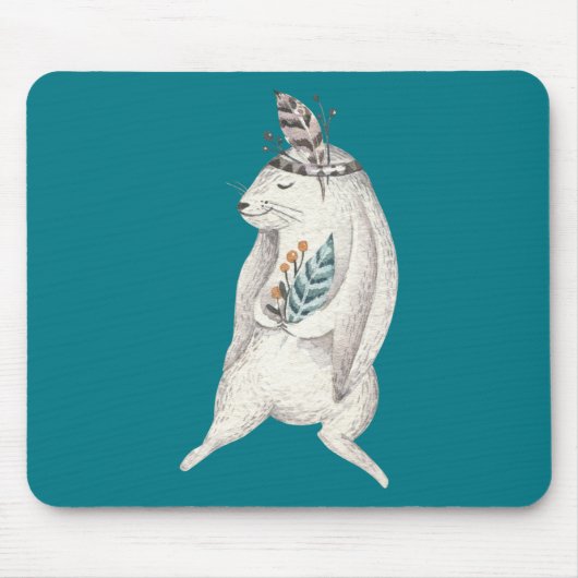Watercolor Boho Bunny Mousepad (Vorne)