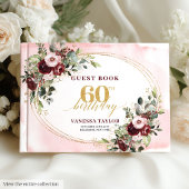 Watercolor Boho Burgundy Gold 60th Birthday Gästebuch