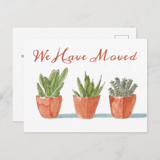 Watercolor Boho Cactus | Änderung der Anschrift Postkarte (Vorne/Hinten)