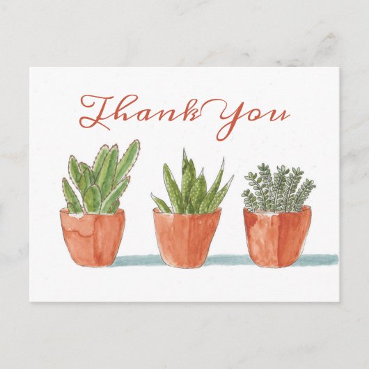 Watercolor Boho Cactus Danke Rücksendeadresse Postkarte (Vorderseite)