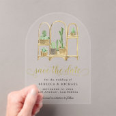 Watercolor Boho Cactus Wedding Save the Date Acryleinladungen (Insitu (Handheld))
