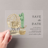 Watercolor Boho Cactus Wedding Save the Date Acryleinladungen (Insitu (Handheld))